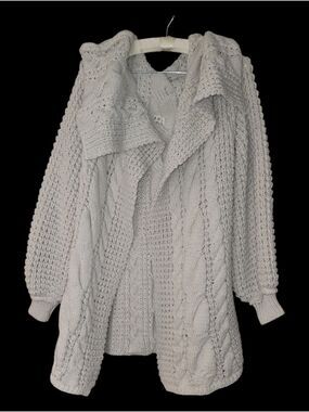 Pol Crocheted Cable Knit Chunky Sweater Open Cardigan S